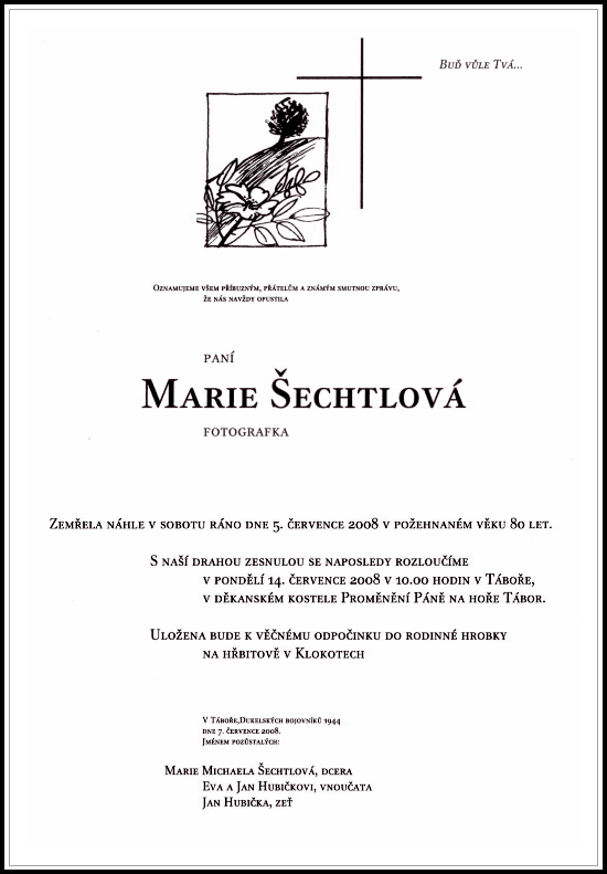 Marie Šechtlová, parte | 