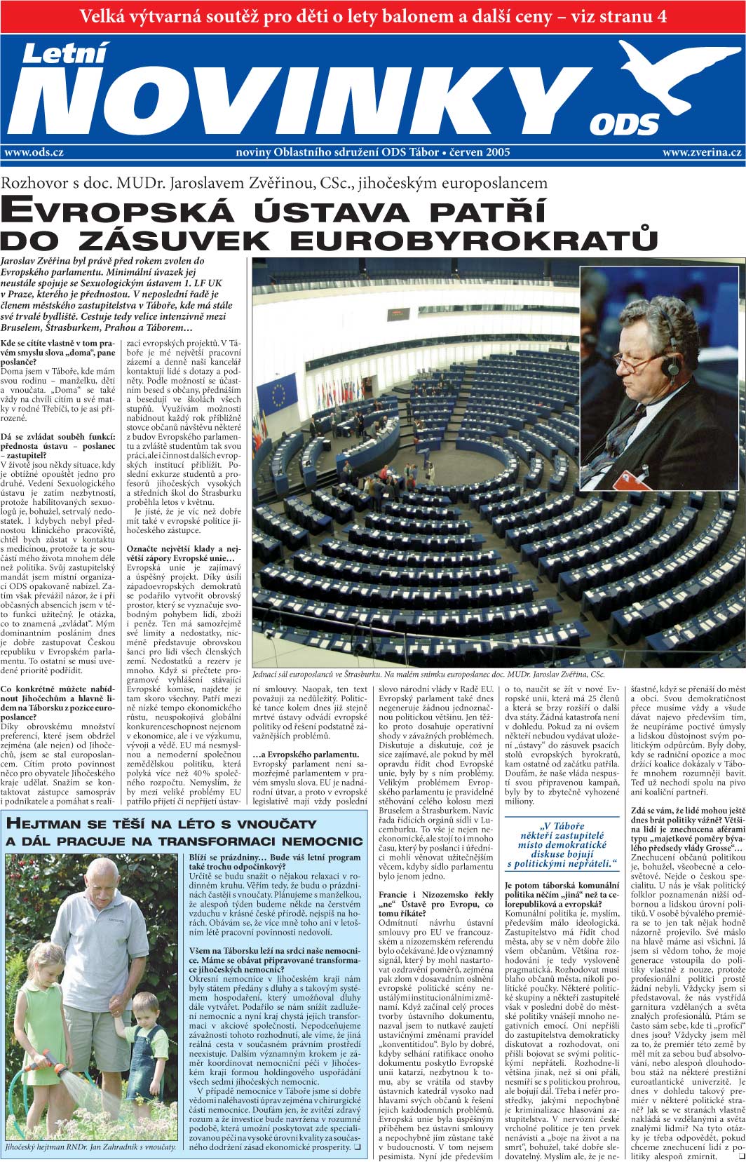 Letní novinky ODS Tábor, strana 1