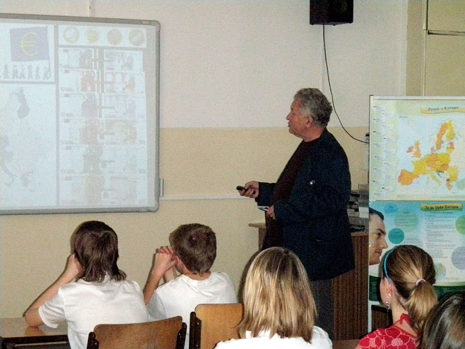 Přednáška a beseda Jaroslava Zvěřiny se žáky ZŠ Helsinská v Táboře, 14. dubna 2009