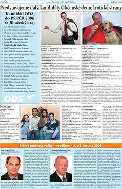 Volební noviny OS ODS Tábor, květen 2006, strana 4 | 