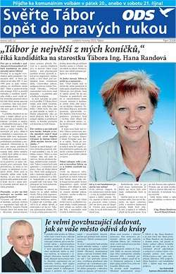 Volební noviny OS ODS Tábor, říjen 2006, strana 1 | 