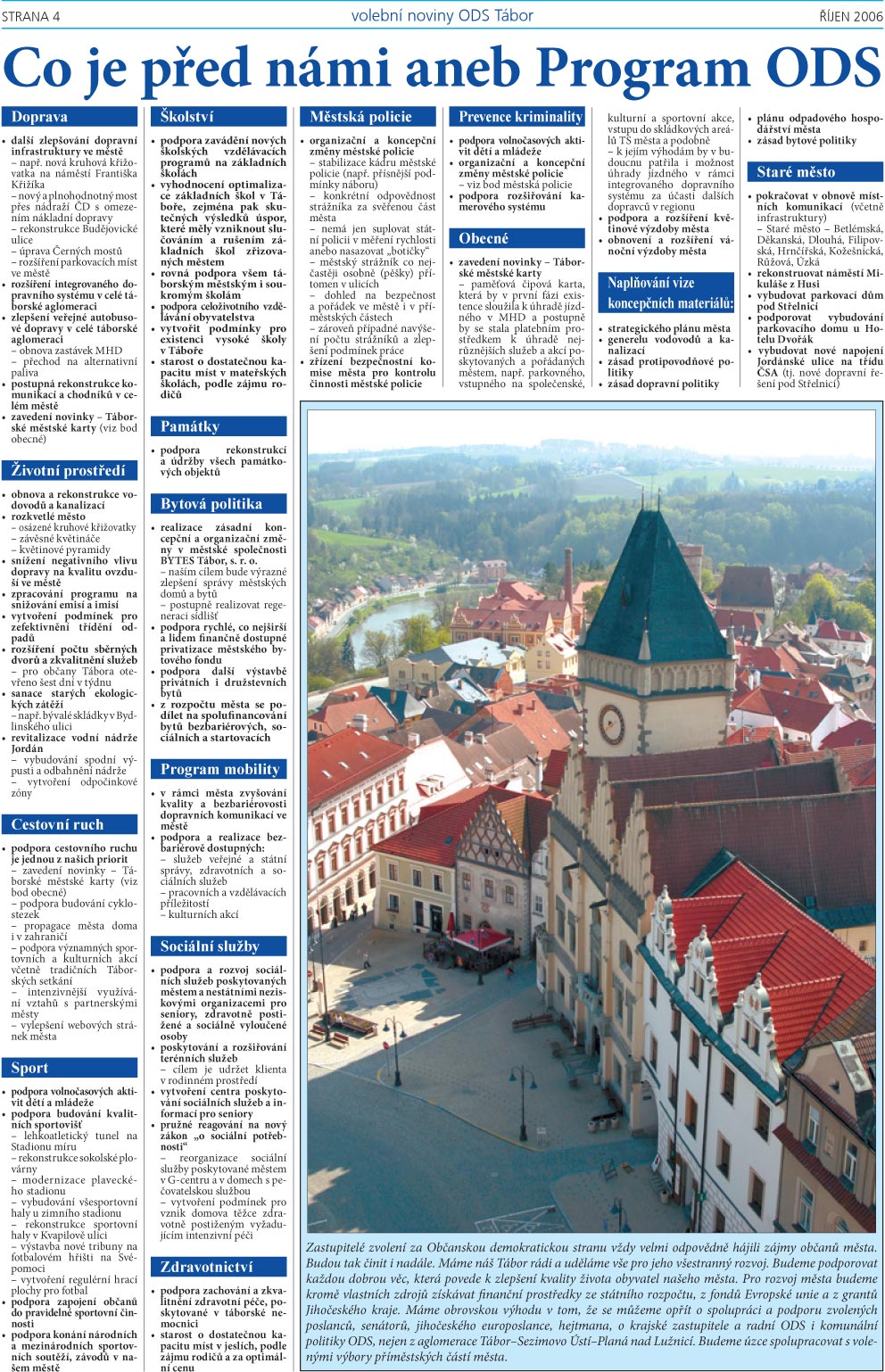 Volební noviny OS ODS Tábor, říjen 2006, strana 4