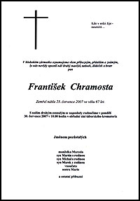 František Chramosta, kdo v srdci žije - neumírá... | 