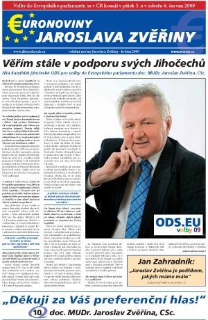 Volební noviny Jaroslava Zvěřiny, květen 2009
